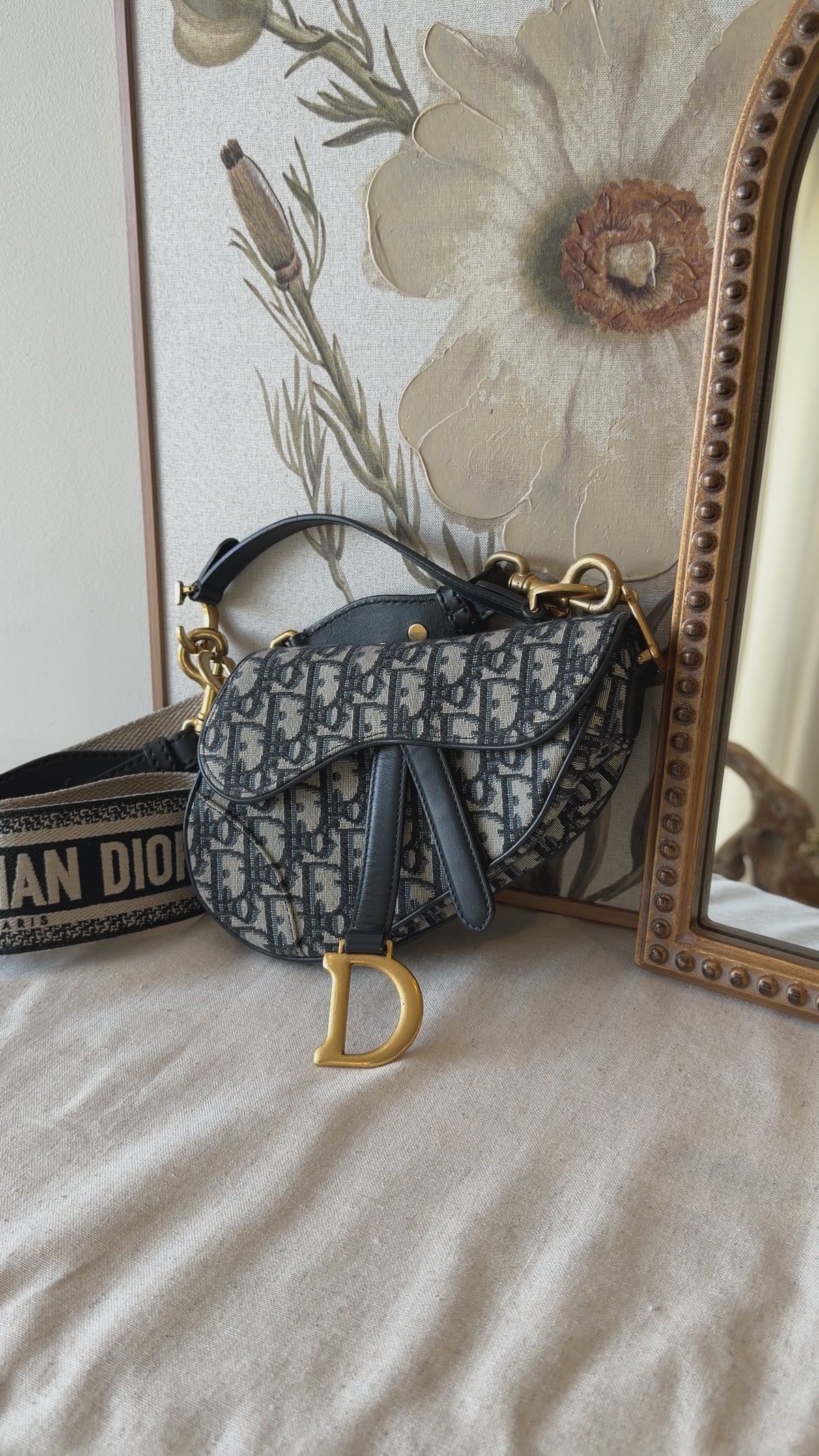 Dior Saddle Bag Navy Oblique